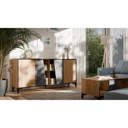 Comoda HOUSTON OCN-38050, stejar/gri beton