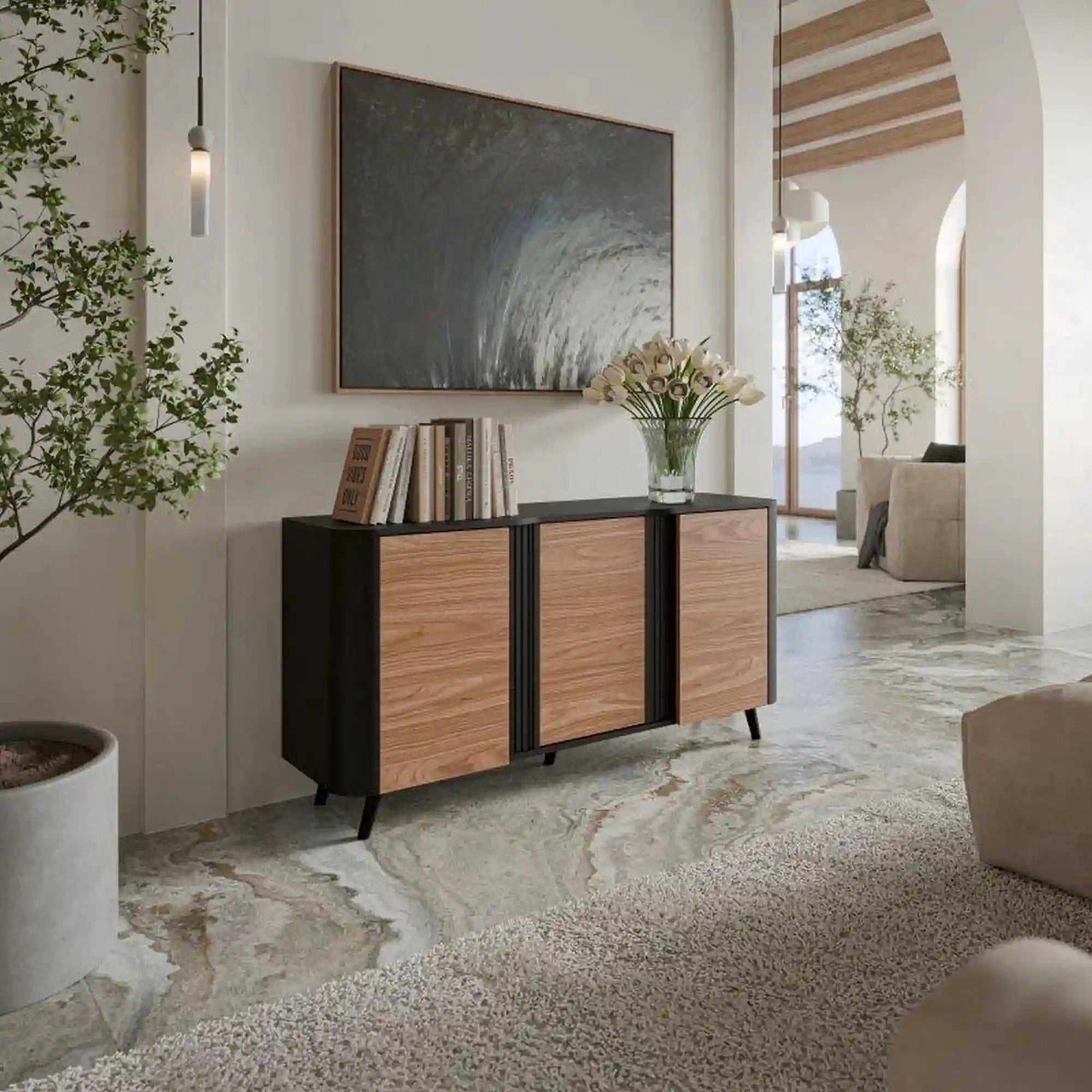 Comoda HOUSTON OCN-38116, negru/nuc