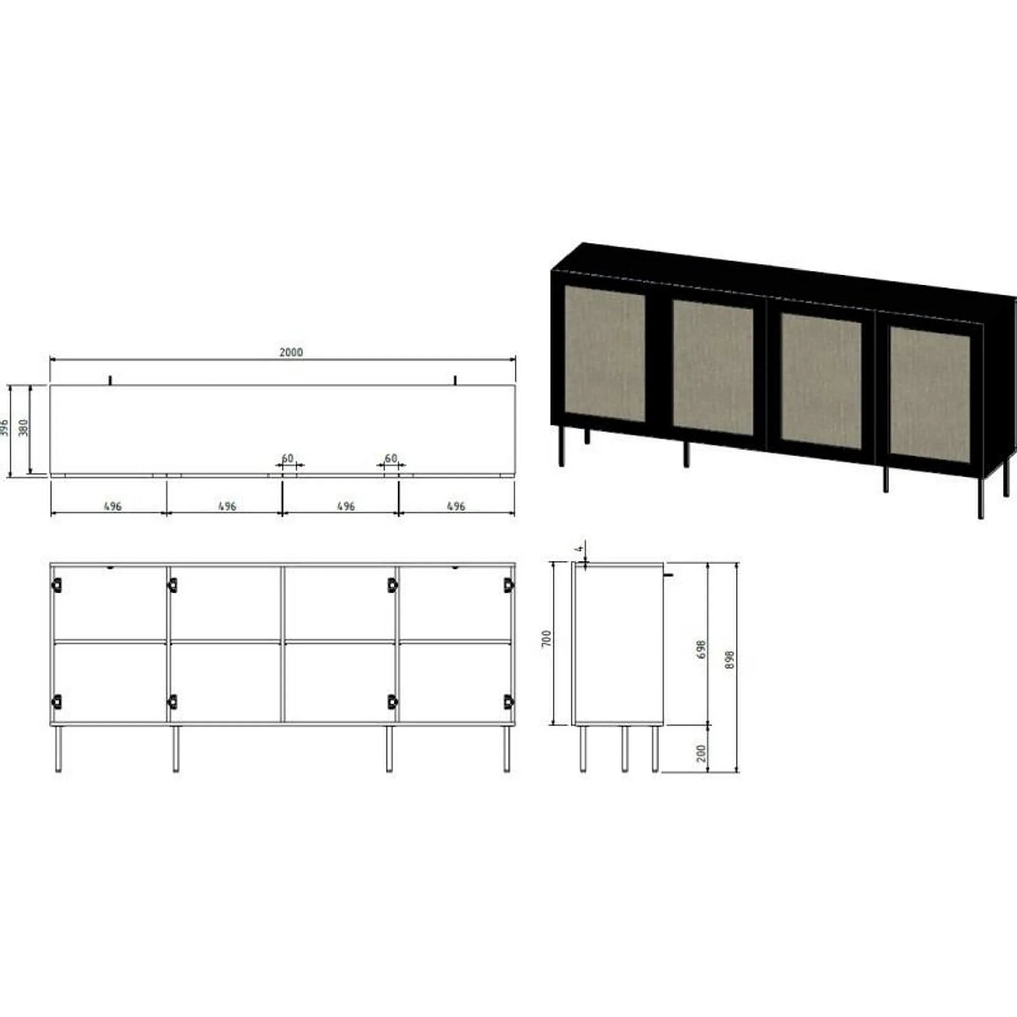 Comoda HOUSTON OCN-38136, negru