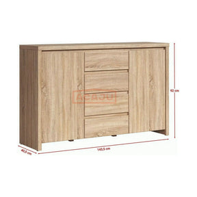 Comoda KASPIAN KOM2D4S, PAL/HDF, stejar sonoma, 144×41×92 cm