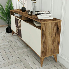 Comoda Milan, PAL melaminat/metal, alun/crem, 180×35×79 cm