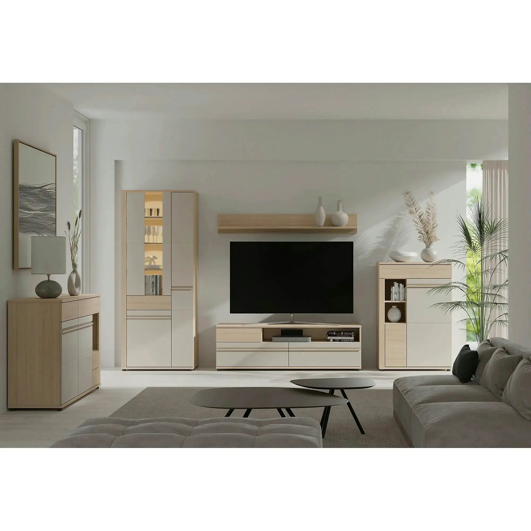 Comoda OSLO OS12, PAL laminat/MDF, stejar riva/casmir, 130×44×90 cm