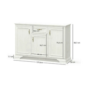 Comoda pin alb anderson IRYS, PAL laminat/MDF/metal, pin alb anderson, 137.6×39×88.7 cm