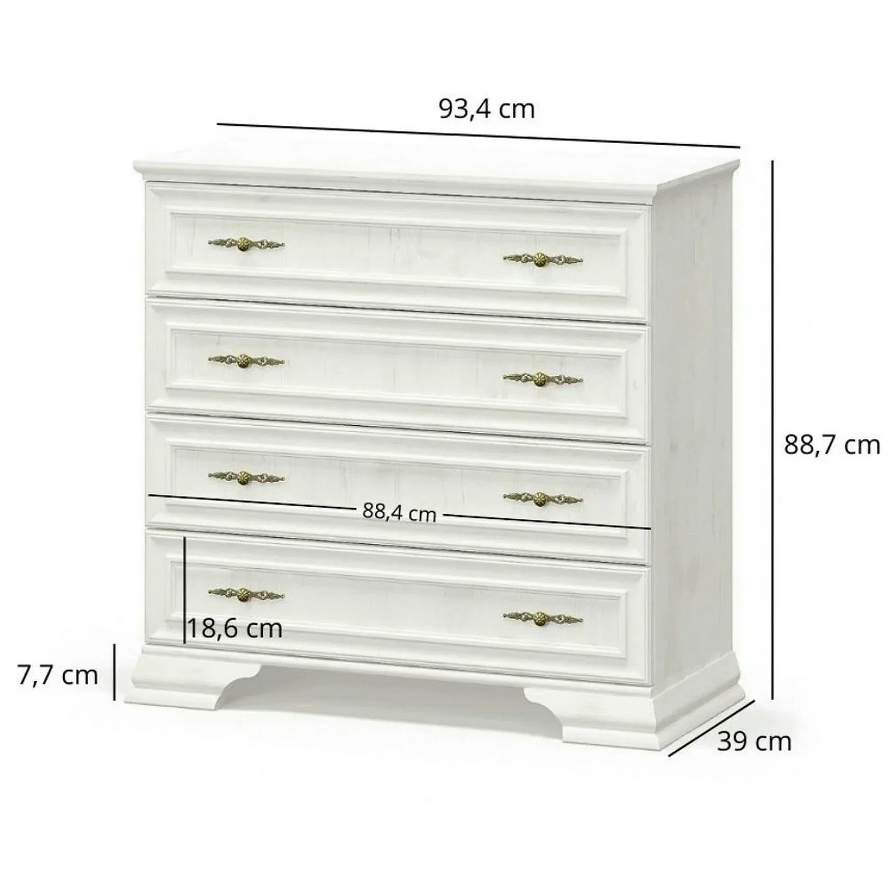 Comoda pin alb anderson IRYS, PAL laminat/MDF/HDF, pin alb anderson, 93.4×39×88.7 cm