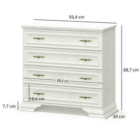 Comoda pin alb anderson IRYS, PAL laminat/MDF/HDF, pin alb anderson, 93.4×39×88.7 cm