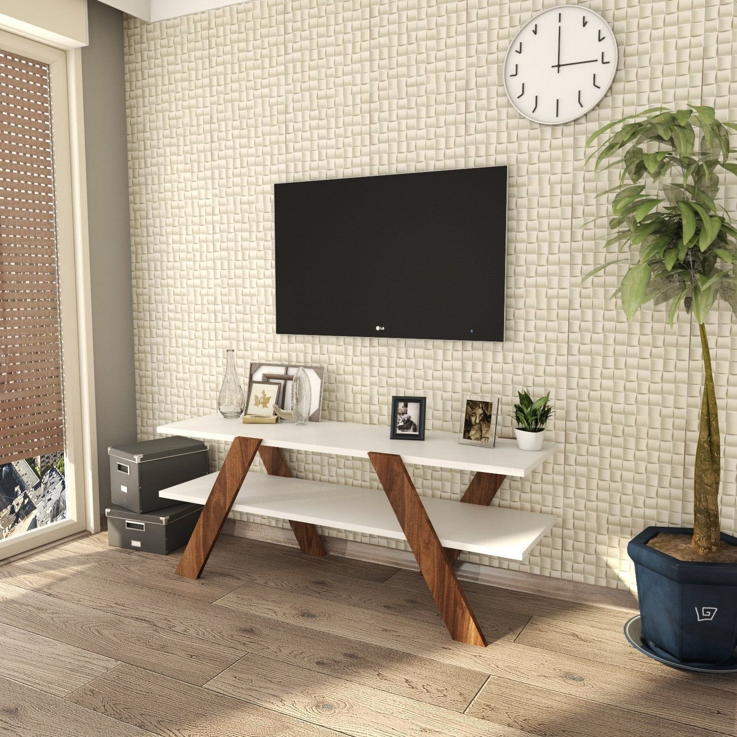 Comoda TV AMSTERDAM OCN-34016, alb/nuc