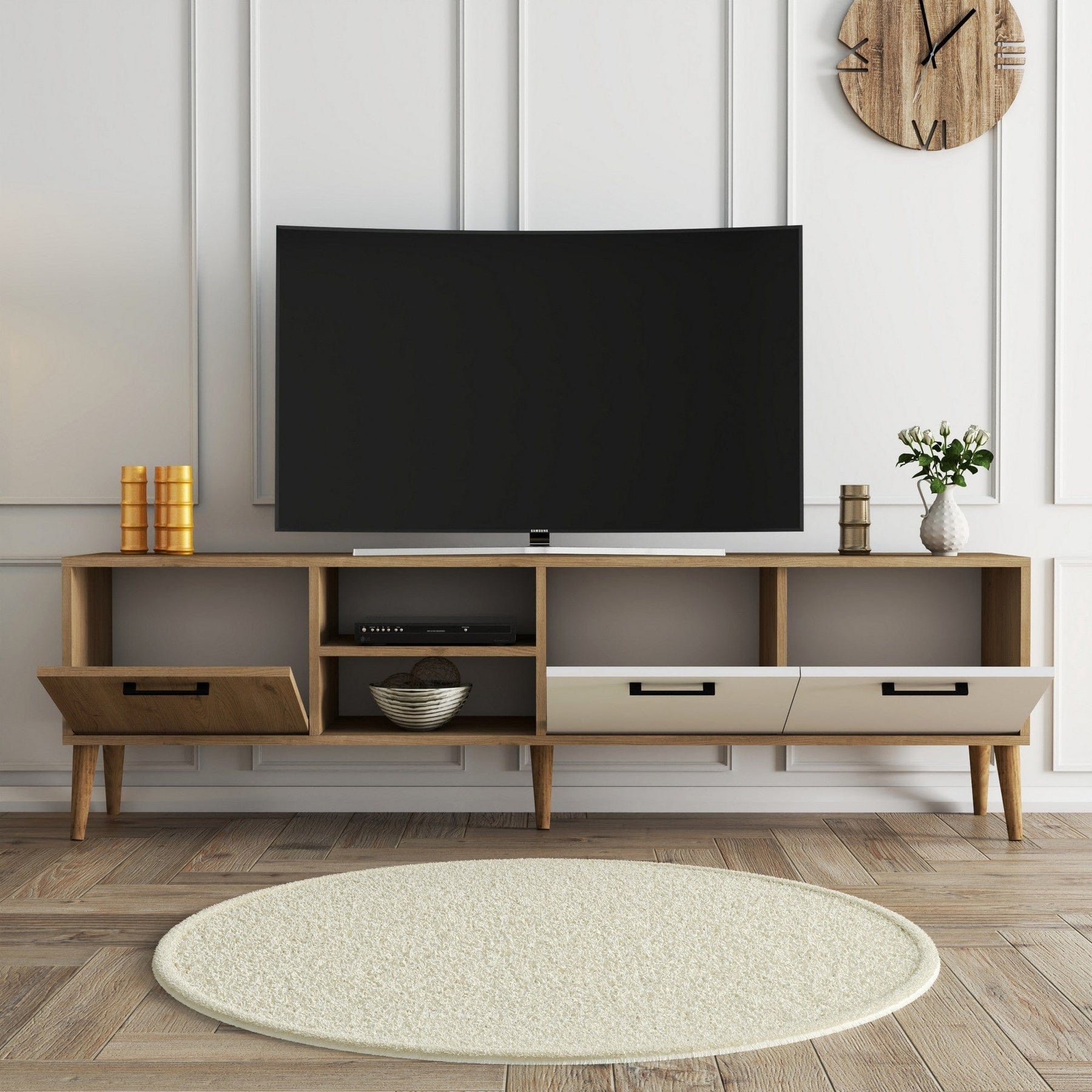 Comoda TV AMSTERDAM OCN-34123, stejar/alb