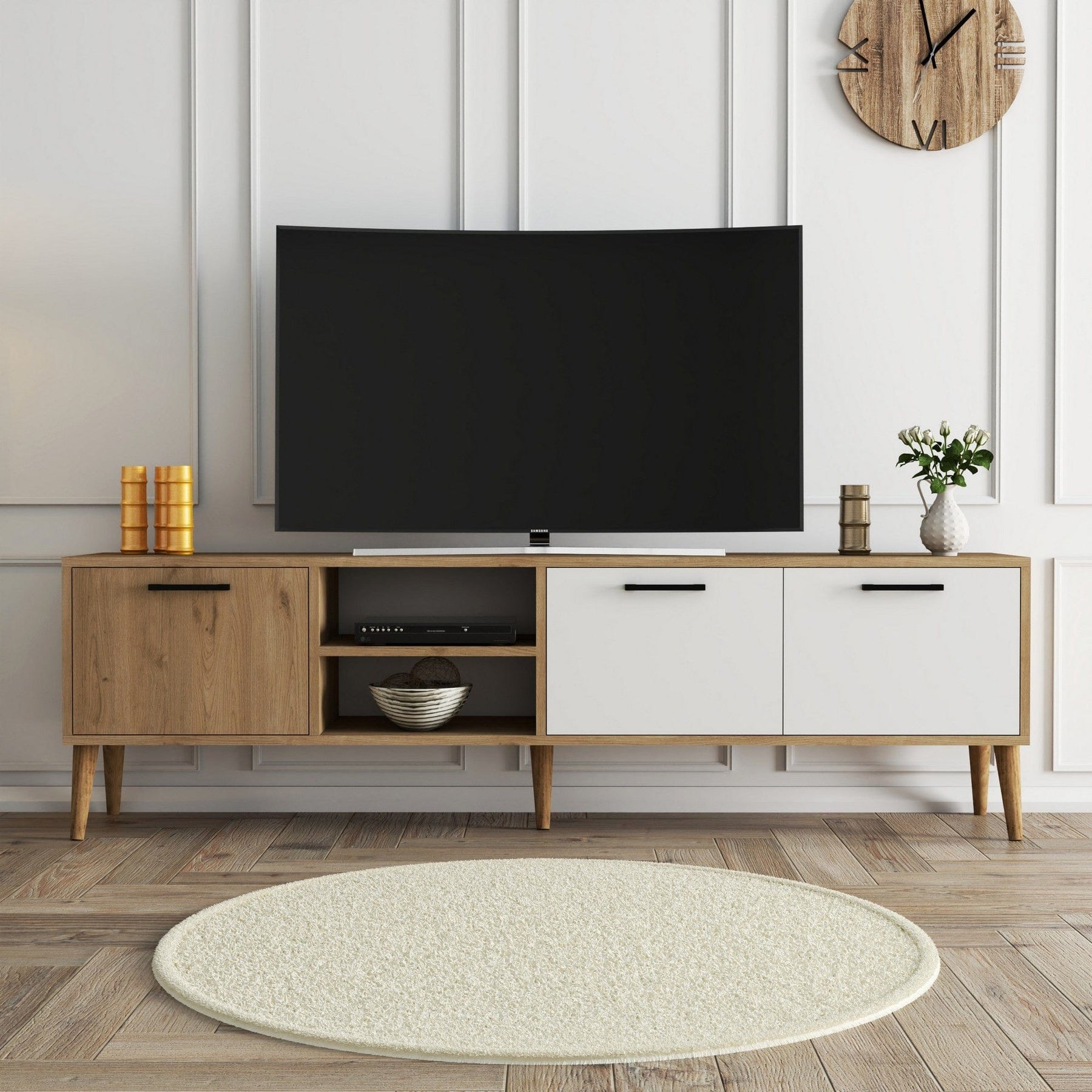 Comoda TV AMSTERDAM OCN-34123, stejar/alb