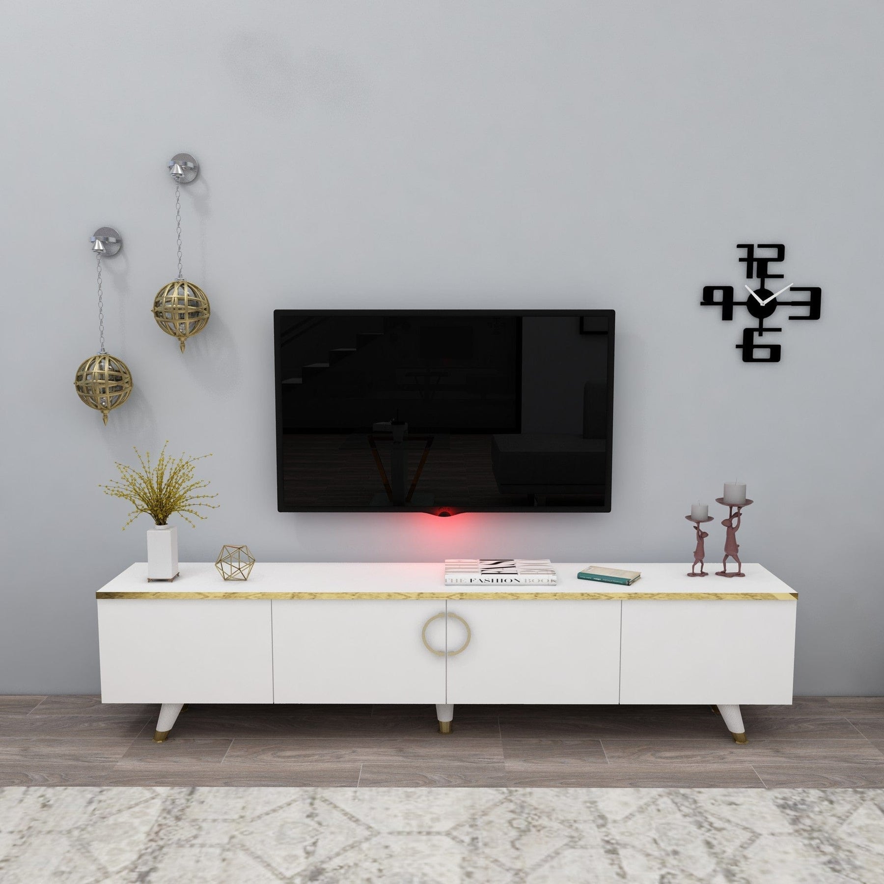 Comoda TV AMSTERDAM OCN-34146, alb/auriu