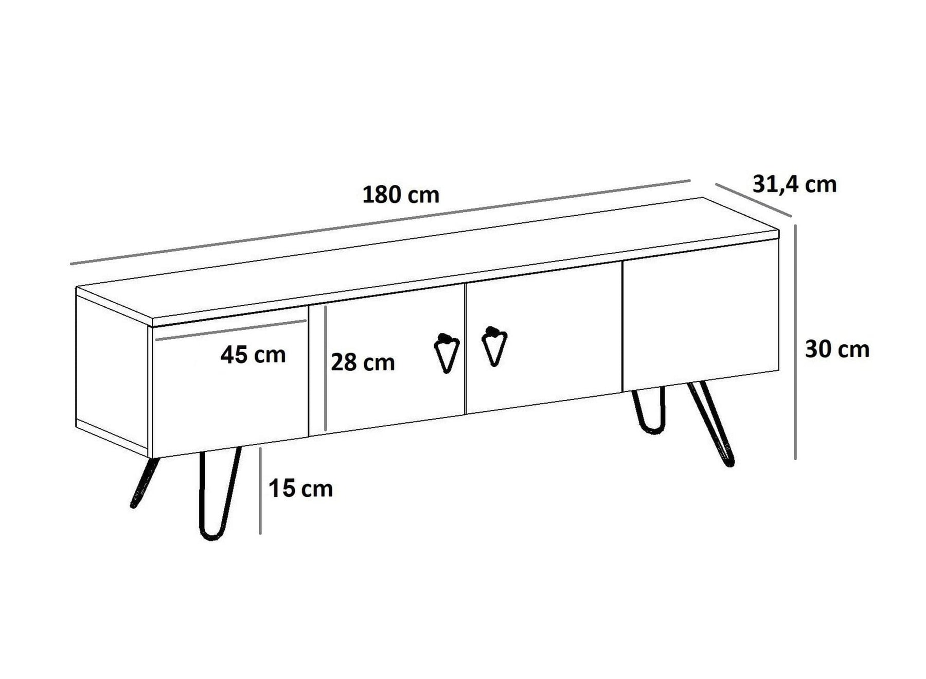 Comoda TV AMSTERDAM OCN-34146, alb/auriu