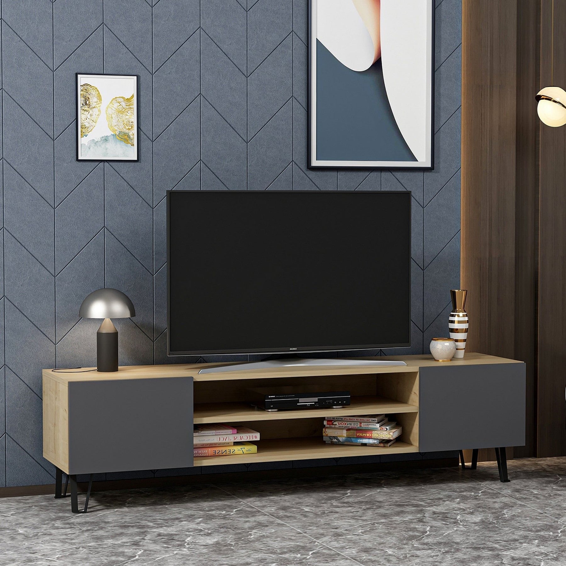 Comoda TV AMSTERDAM OCN-34160, stejar/gri