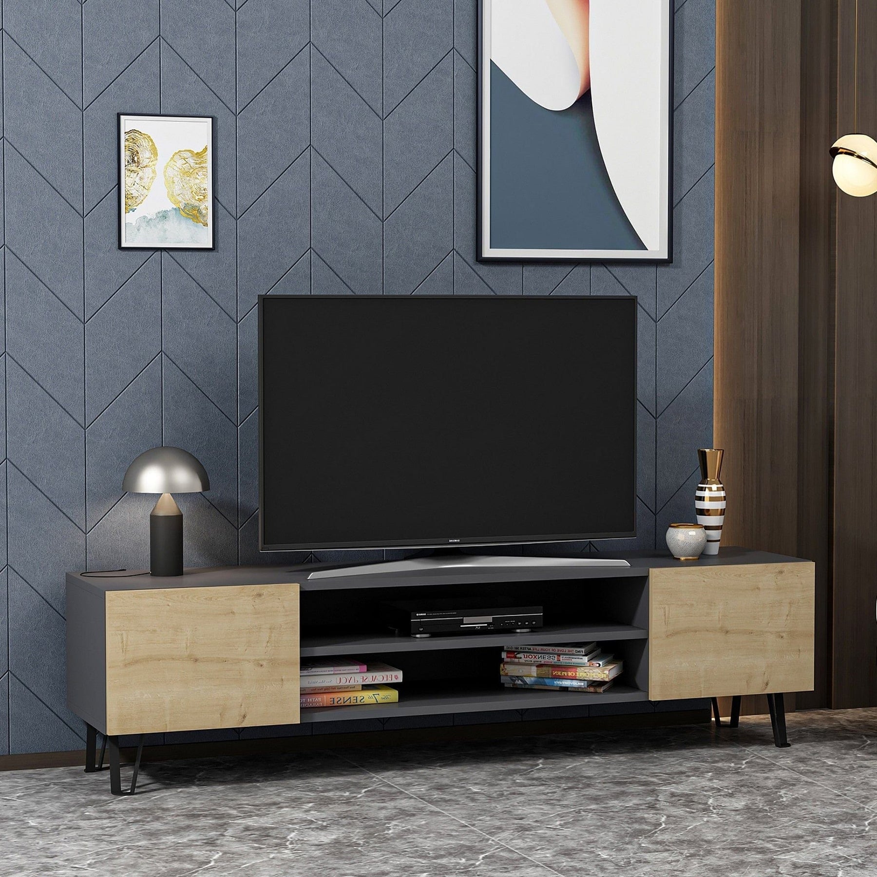Comoda TV AMSTERDAM OCN-34162, gri/stejar