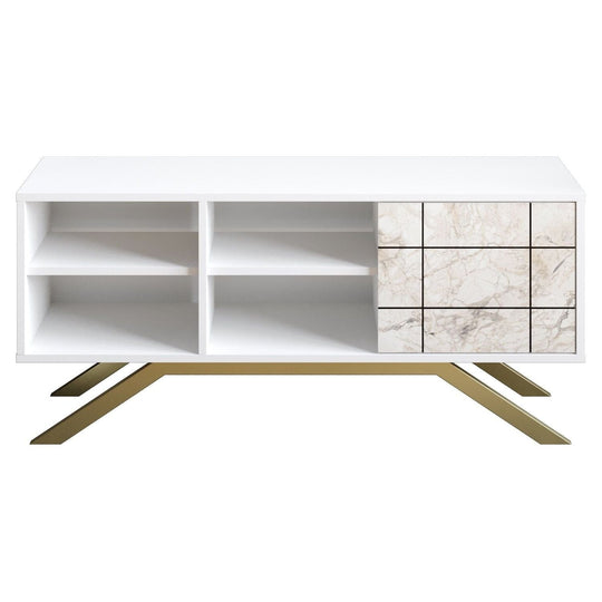 Comoda TV AMSTERDAM OCN-34172, alb/auriu