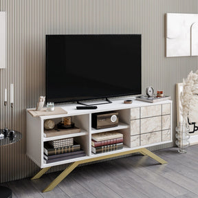 Comoda TV AMSTERDAM OCN-34172, alb/auriu