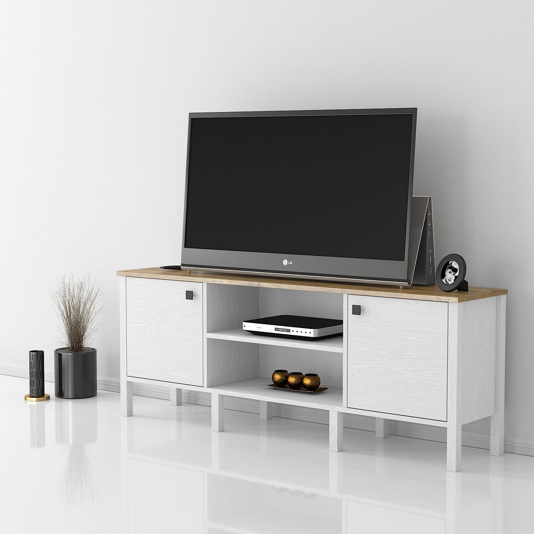 Comoda TV AMSTERDAM OCN-34183, stejar/alb
