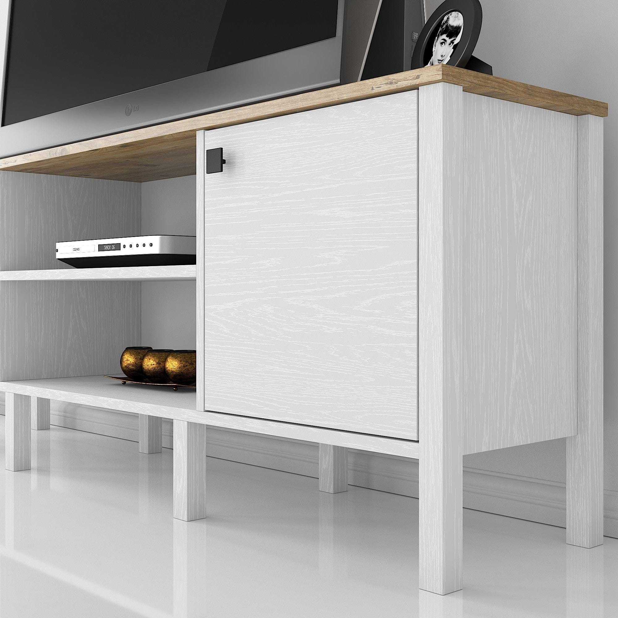 Comoda TV AMSTERDAM OCN-34183, stejar/alb