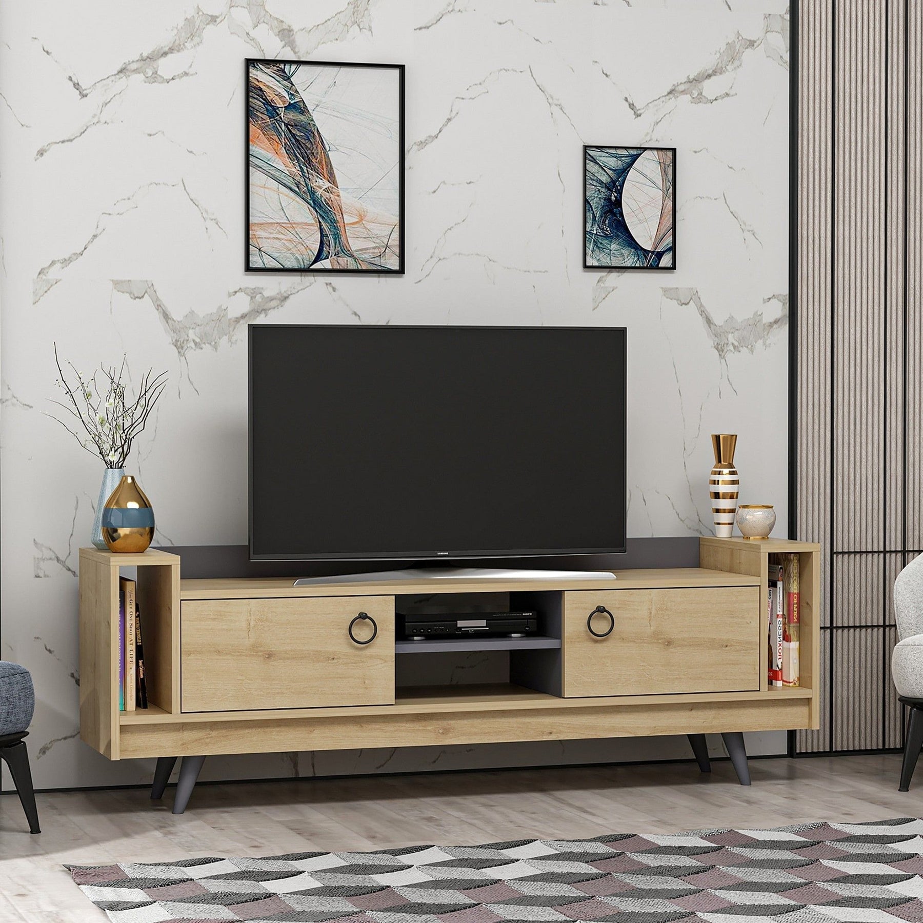 Comoda TV AMSTERDAM OCN-34198, stejar/gri antracit