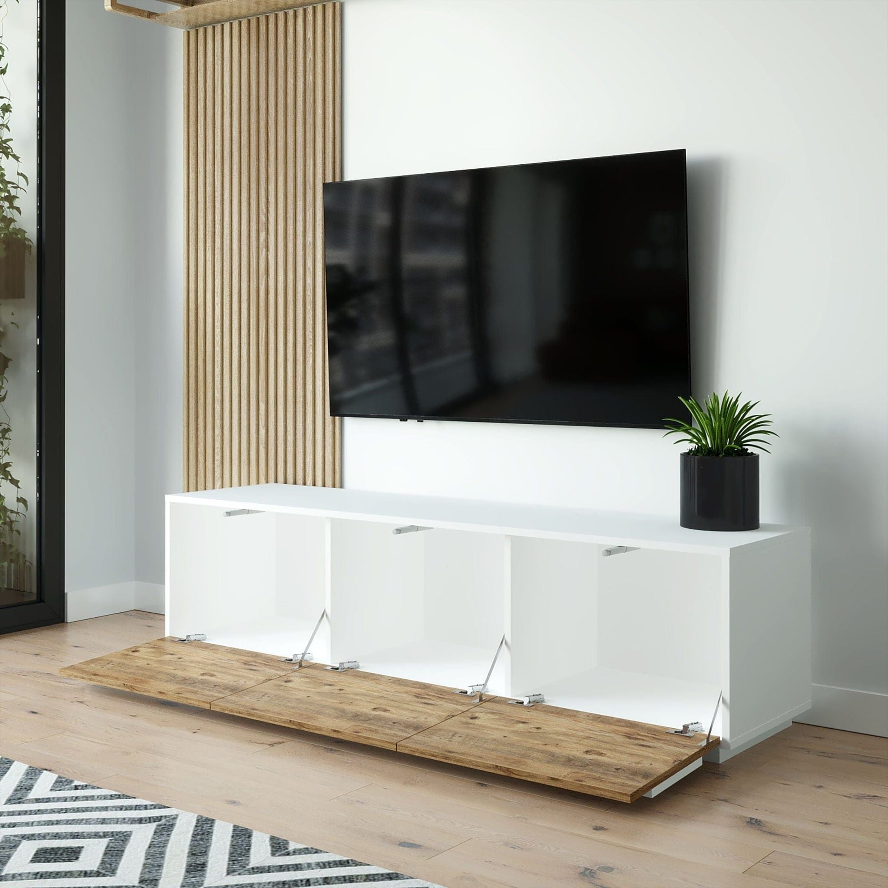 Comoda TV AMSTERDAM OCN-34269, alb/stejar