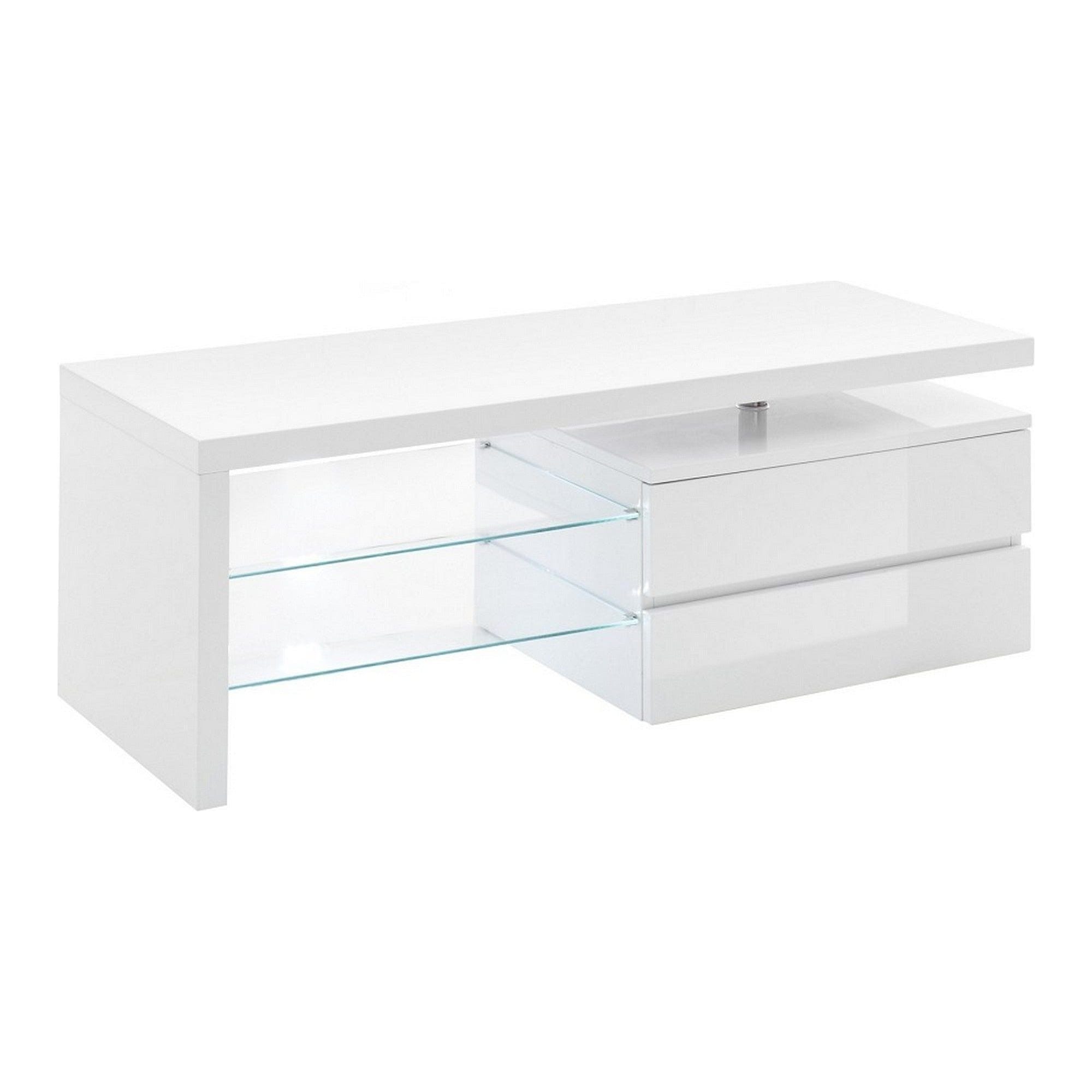 Comoda TV VIOLA, alb lucios, 120x43x42 cm