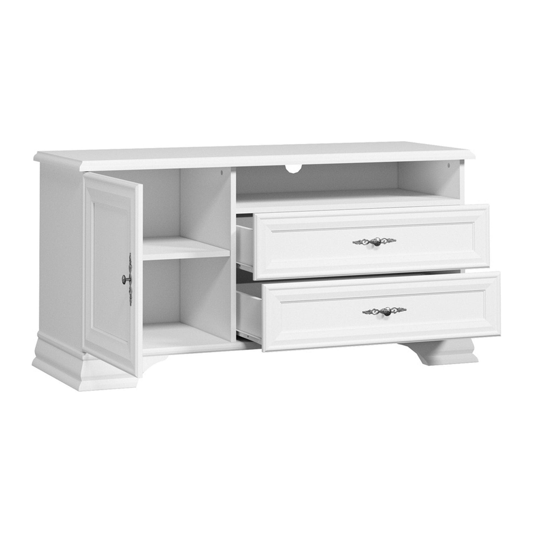 Comoda TV IDENTO, alb, PAL, 125x44x64 cm