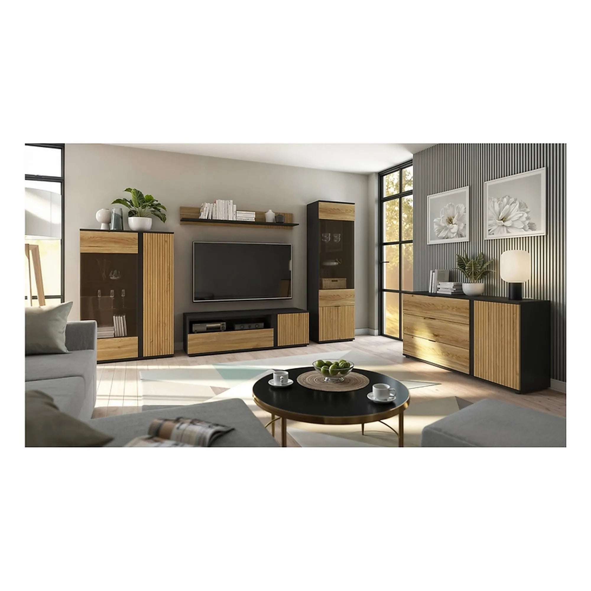 Comoda TV BERGEN OCN-29587, stejar/negru