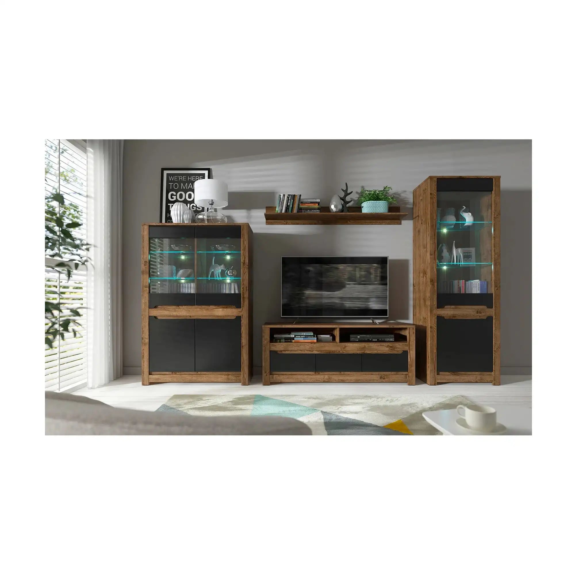 Comoda TV BERGEN OCN-29636, stejar/negru mat