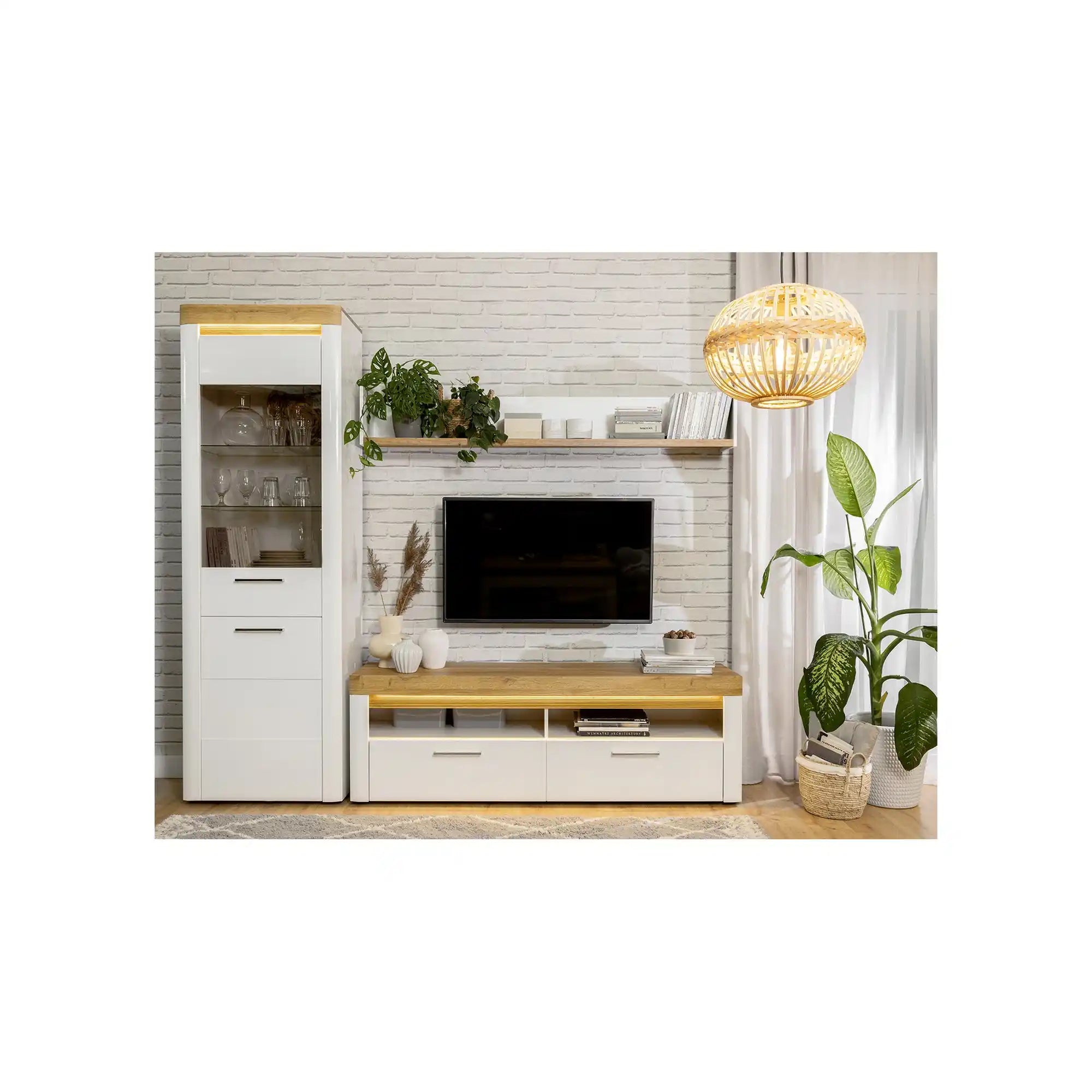 Comoda TV BERGEN OCN-29685, alb/stejar grandson