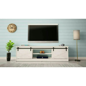 Comoda TV GRANERO, PAL laminat/MDF, alb, 200×35×57 cm