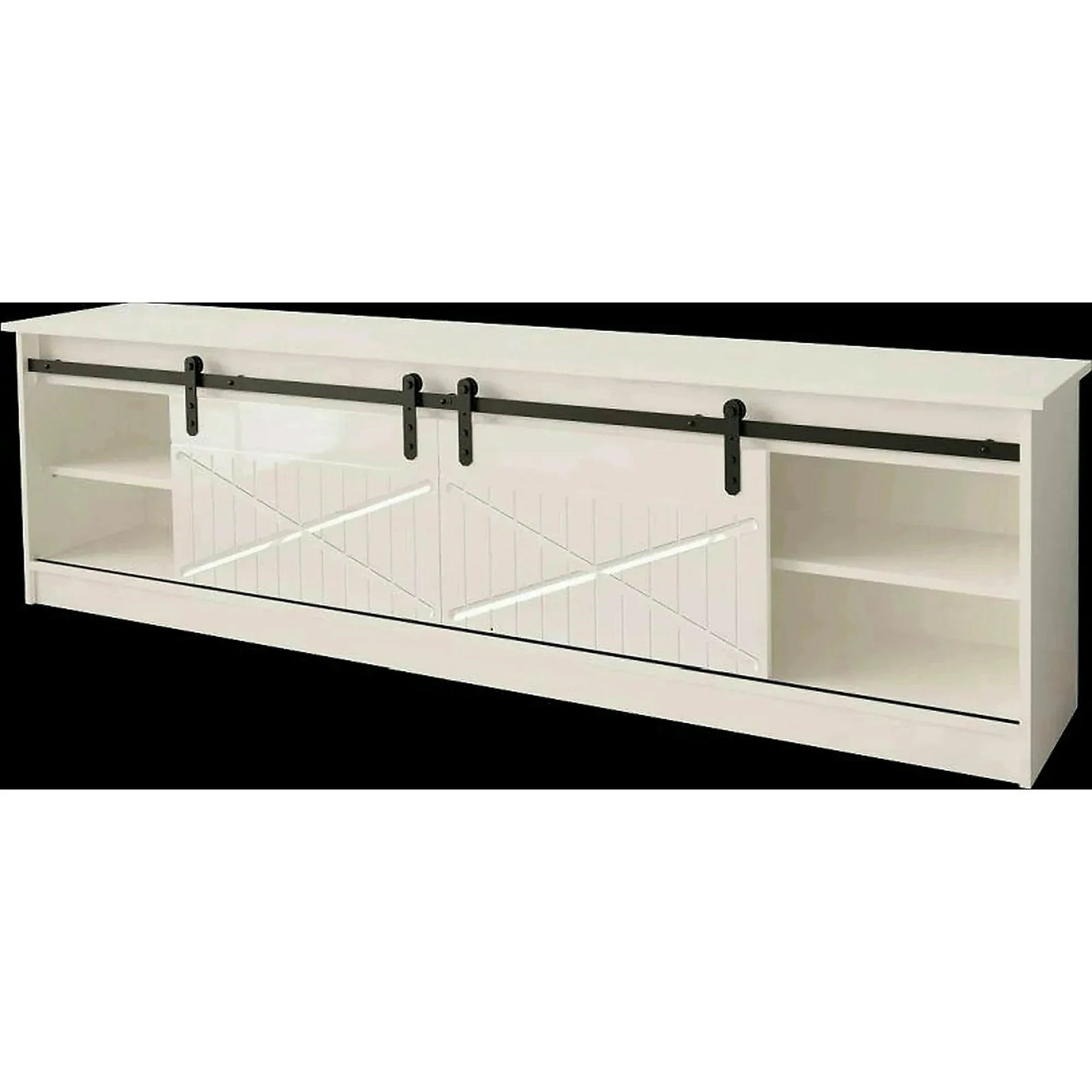 Comoda TV GRANERO, PAL laminat/MDF, alb, 200×35×57 cm