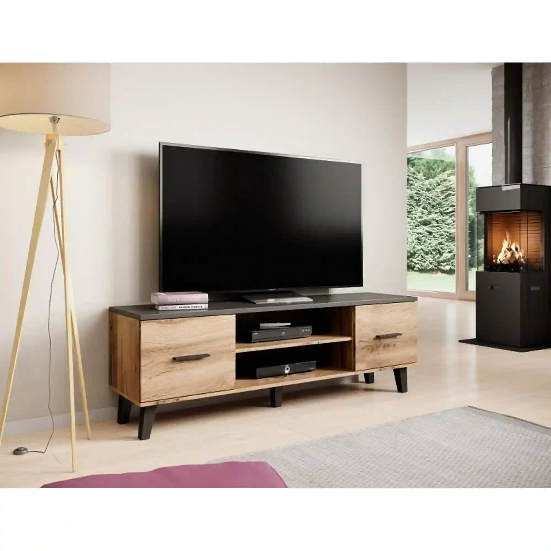 Comoda TV HOUSTON OCN-37997, stejar wotan/negru