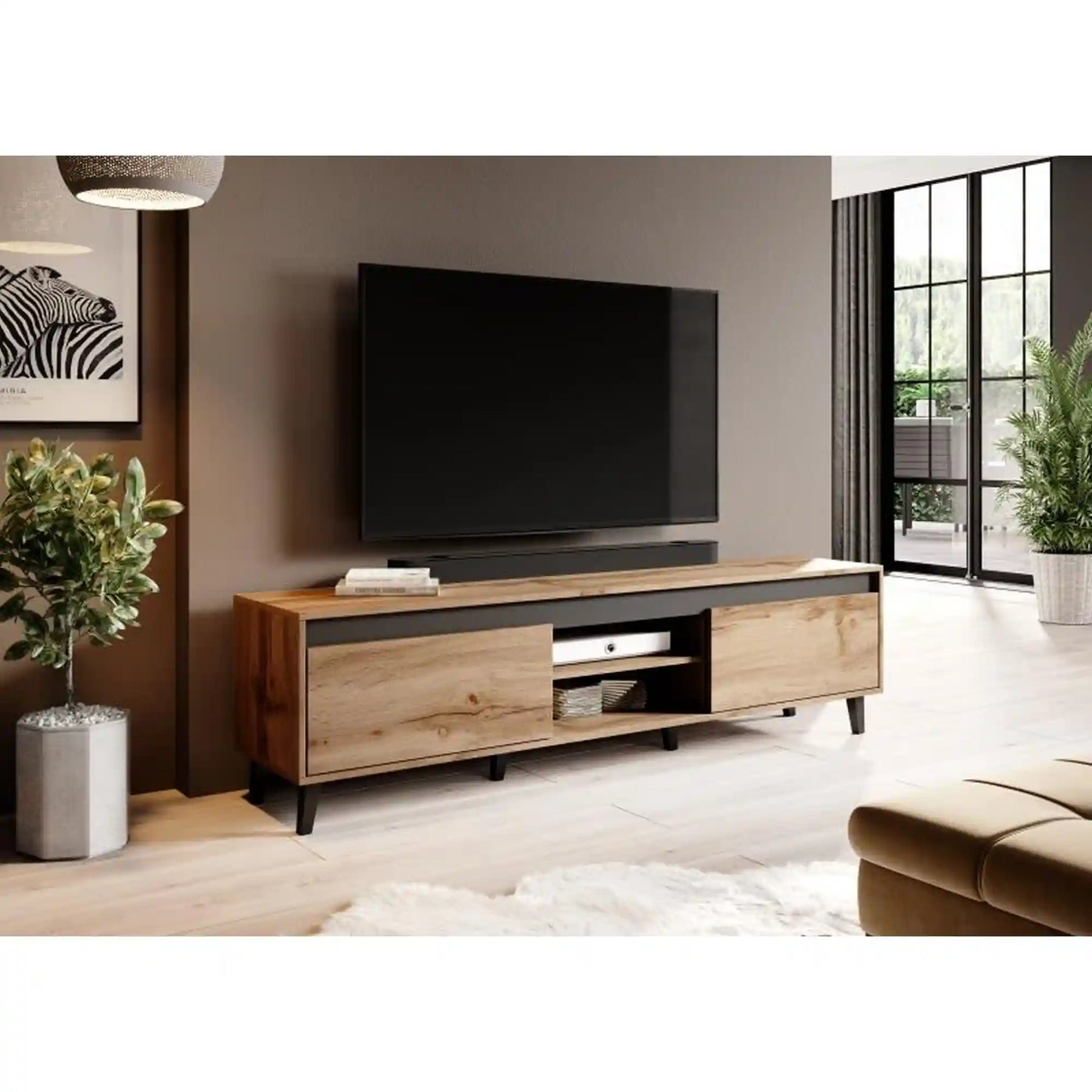 Comoda TV HOUSTON OCN-38005, stejar wotan/gri antracit