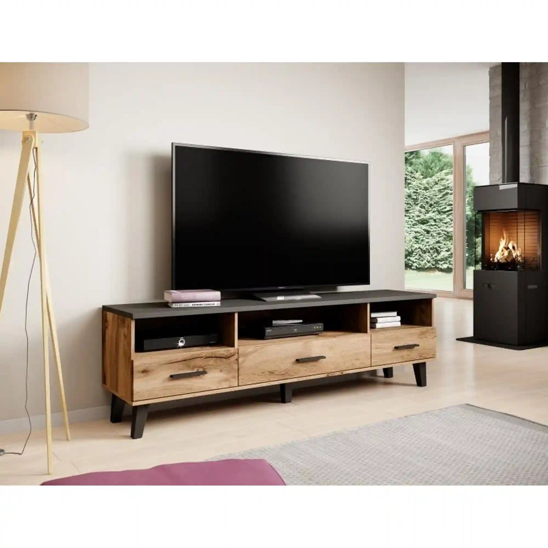 Comoda TV HOUSTON OCN-38023, stejar wotan/negru