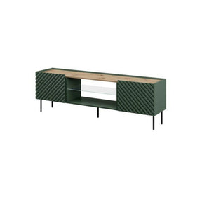Comoda TV HOUSTON OCN-38045, verde inchis/stejar