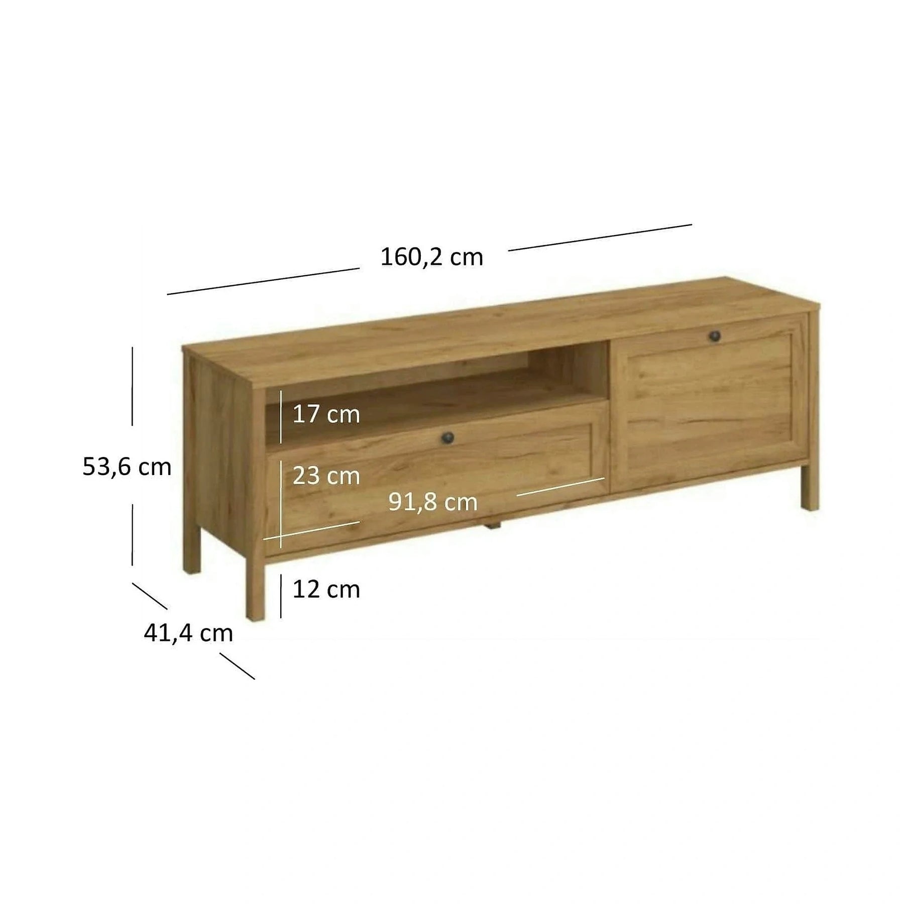 Comoda TV KLARK, PAL laminat/MDF, stejar auriu, 160×42×54 cm