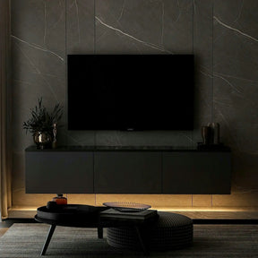 Comoda TV NEON ILLUMINATED, PAL melaminat, gri antracit, 160×32×35 cm