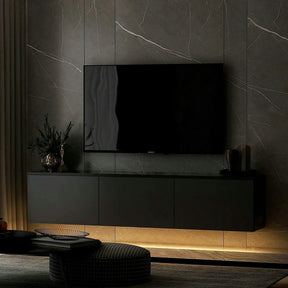 Comoda TV NEON ILLUMINATED, PAL melaminat, gri antracit, 160×32×35 cm