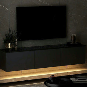 Comoda TV NEON ILLUMINATED, PAL melaminat, gri antracit, 160×32×35 cm
