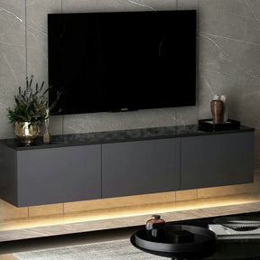 Comoda TV NEON ILLUMINATED, PAL melaminat, gri antracit, 160×32×35 cm