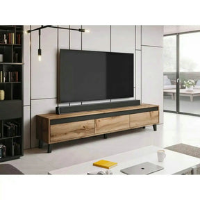 Comoda TV NORD, PAL laminat/plastic, stejar wotan/gri antracit, 185×38×42 cm