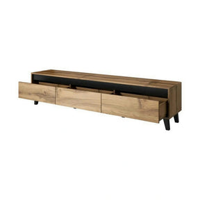 Comoda TV NORD, PAL laminat/plastic, stejar wotan/gri antracit, 185×38×42 cm