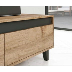 Comoda TV NORD, PAL laminat/plastic, stejar wotan/gri antracit, 185×38×42 cm