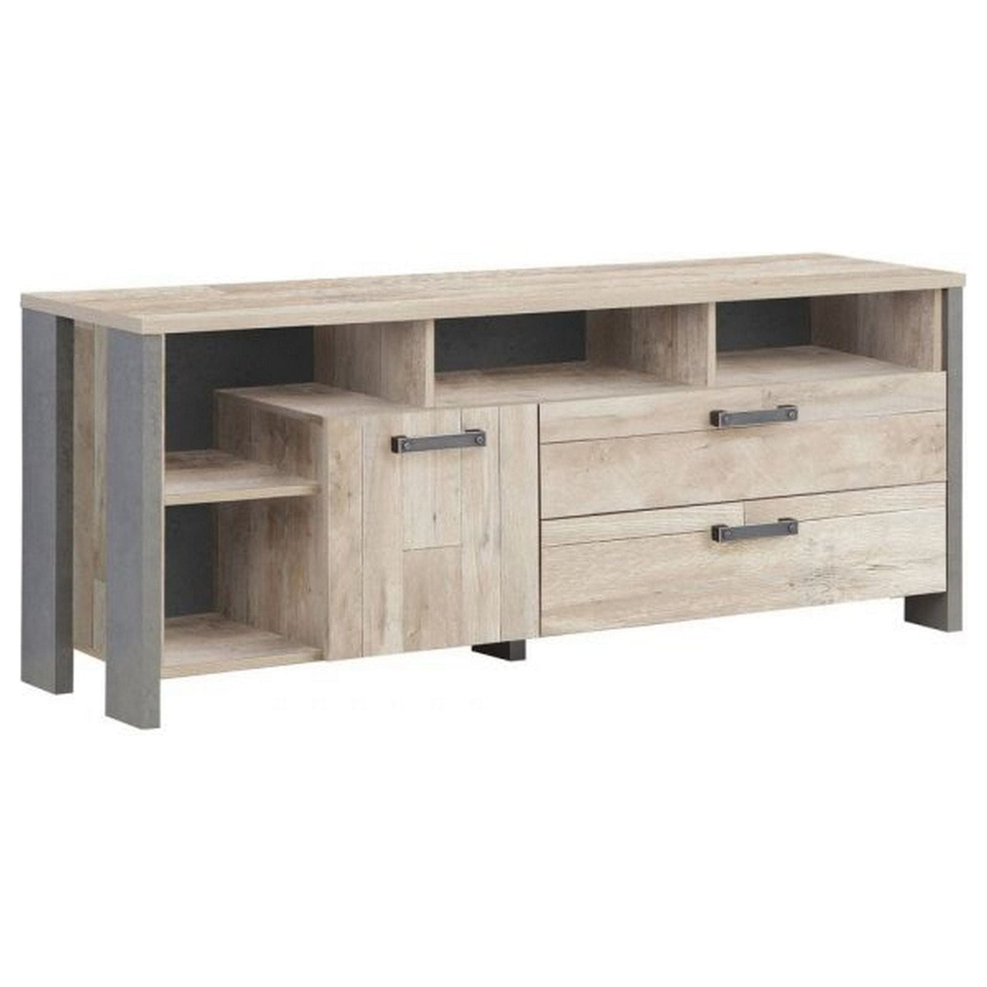 Comoda TV CLIF, stejar vintage/gri inchis, PAL, 161x42x64 cm