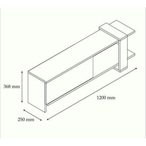 Comoda TV OVA, PAL melaminat, gri antracit/stejar, 120×25×36,8 cm
