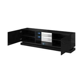 Comoda TV QIU, negru, 200x40x57 cm