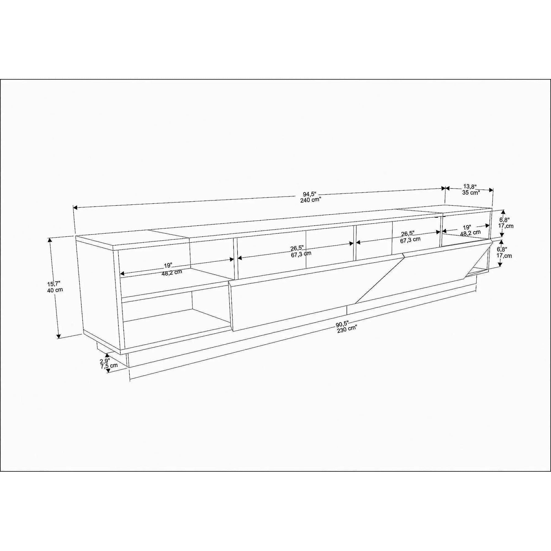 Comoda TV RHODES, PAL melaminat, gri antracit, 240×37×47 cm