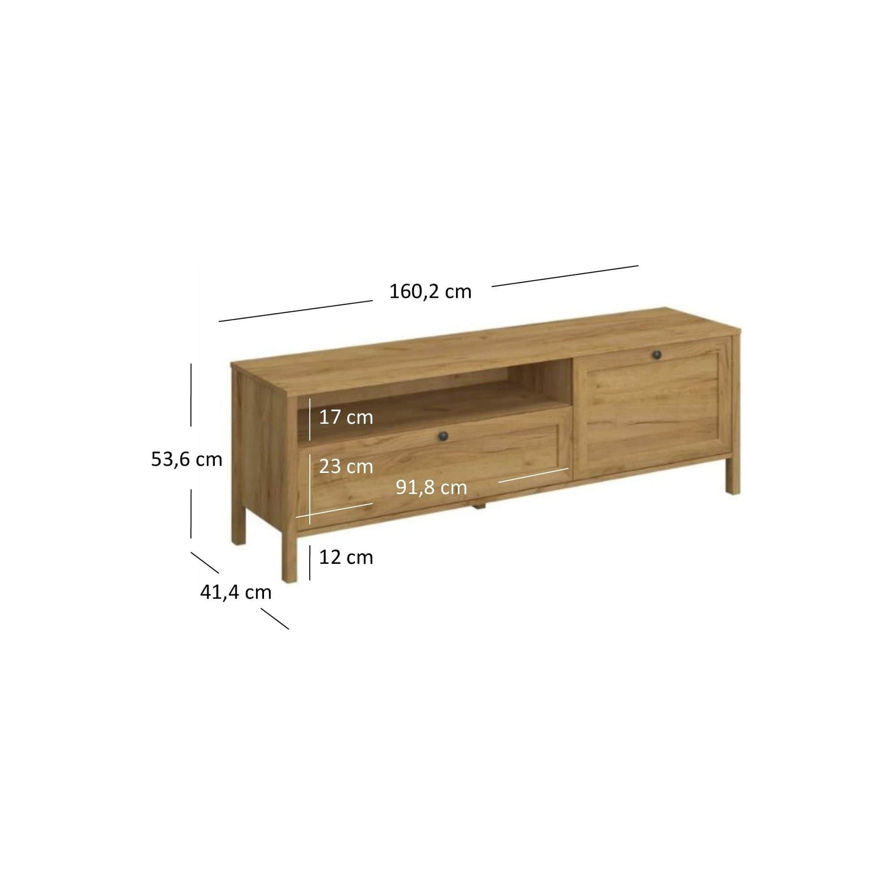 Comoda TV KLARK, stejar auriu, PAL laminat, 160x42x54 cm