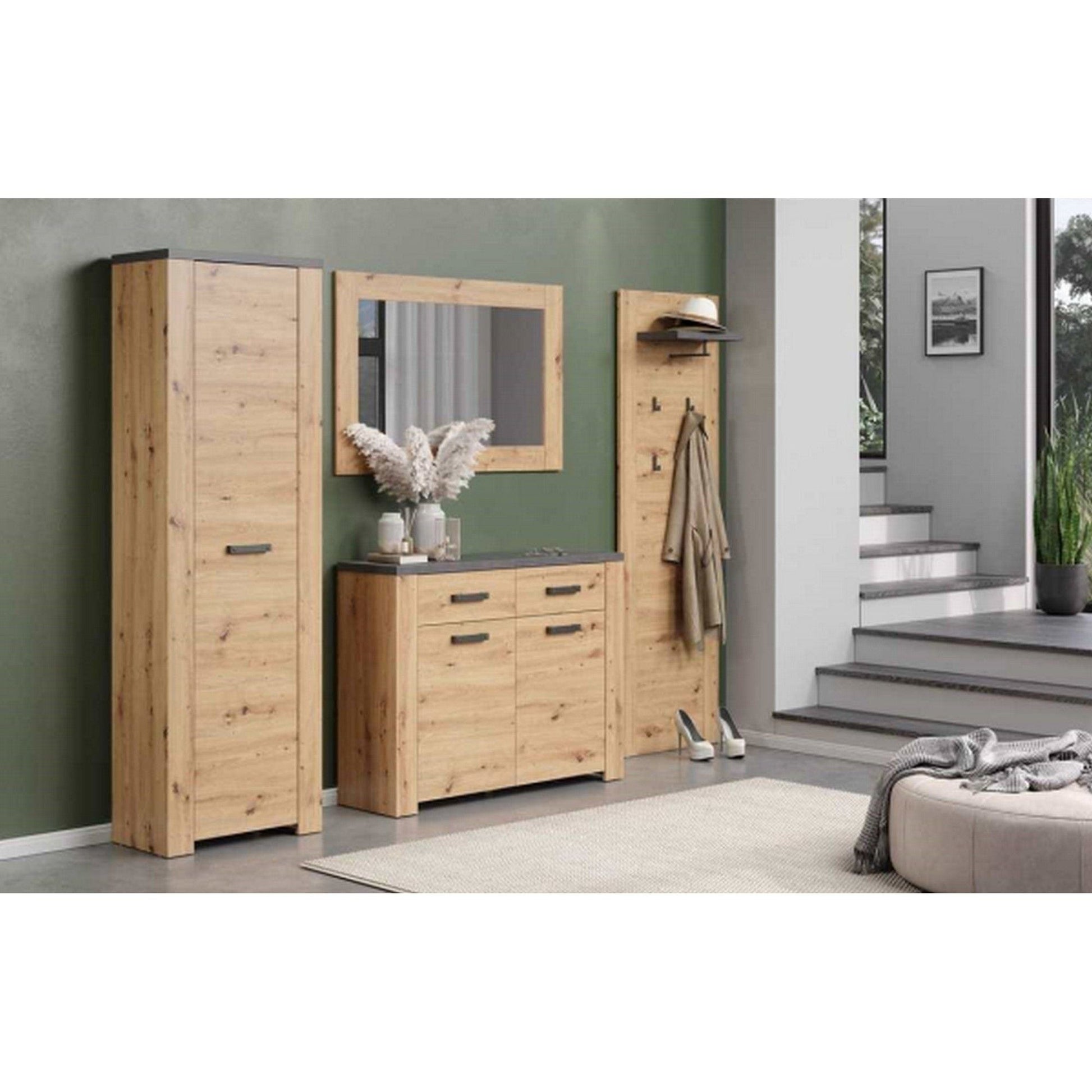 Comoda FOLLOW, stejar artisan/gri, PAL, 116x35x91 cm