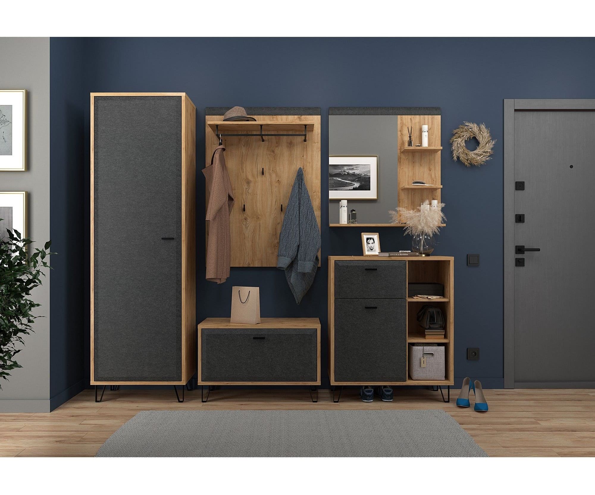 Comoda GRACE, stejar/gri antracit, PALlaminat, 79x42x95 cm