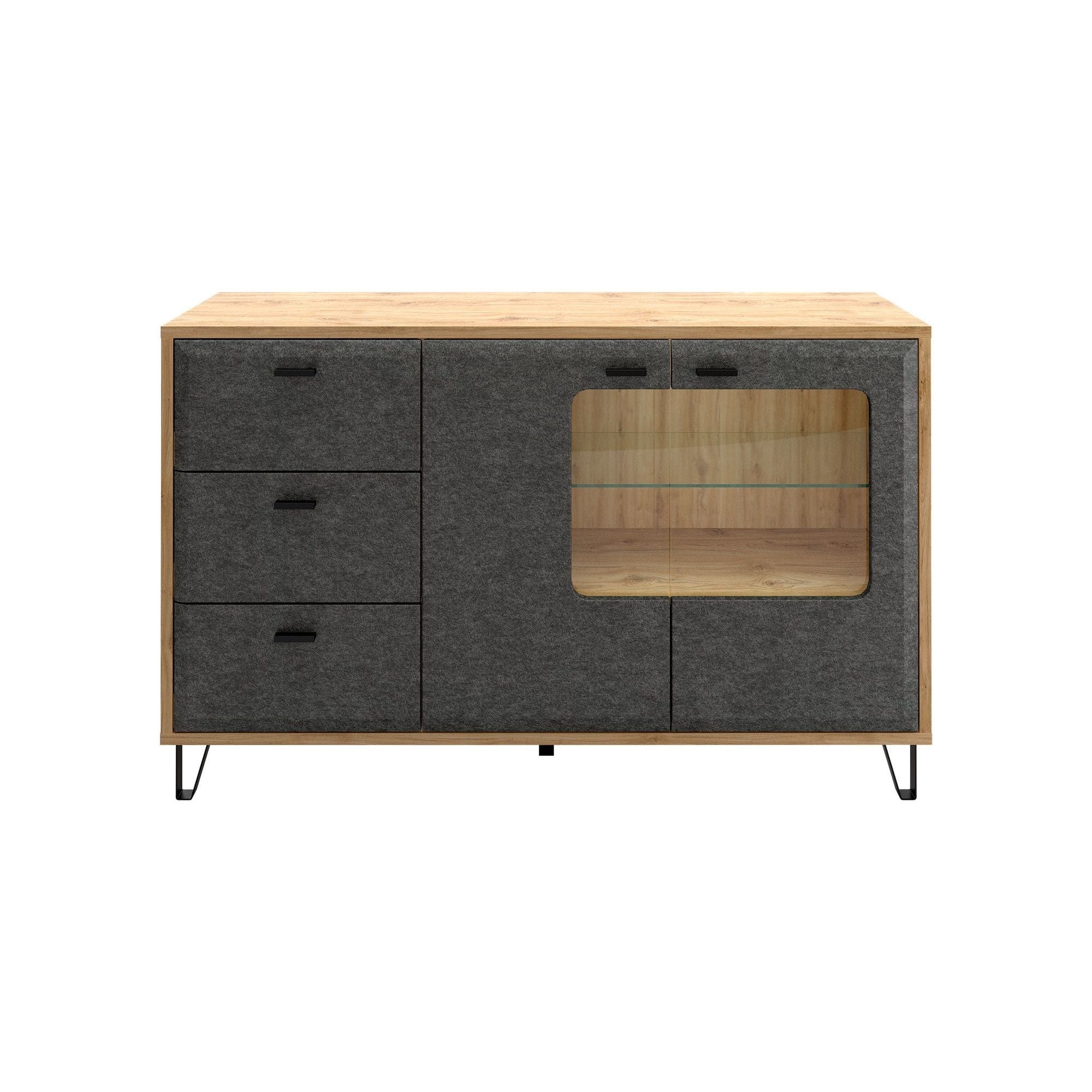 Comoda GRACE, stejar/gri antracit, PAL laminat, 144x42x90 cm