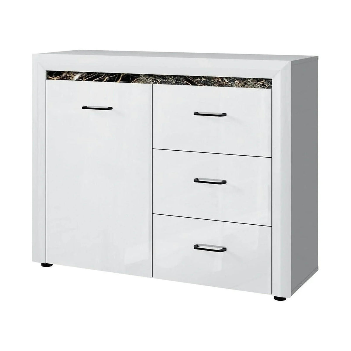 Comoda WHITEBLACK, alb/negru, PAL, 116x40x92 cm
